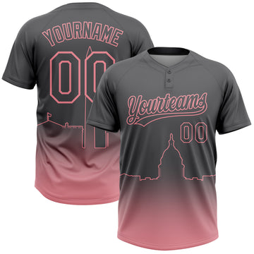 Custom Steel Gray Medium Pink Washington City Edition Gradient Two-Button Unisex Softball Jersey