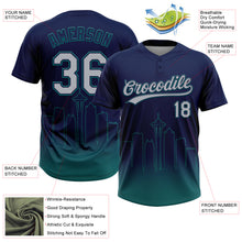 Charger l'image dans la galerie, Custom Navy Gray-Teal Seattle City Edition Gradient Two-Button Unisex Softball Jersey
