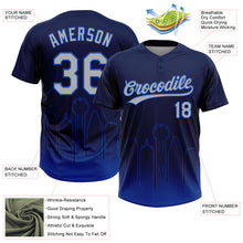 Laden Sie das Bild in den Galerie-Viewer, Custom Navy Gray-Thunder Blue Dallas City Edition Gradient Two-Button Unisex Softball Jersey
