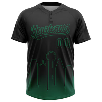 Custom Black Kelly Green Dallas City Edition Gradient Two-Button Unisex Softball Jersey