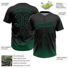 Load image into Gallery viewer, Custom Black Kelly Green Dallas City Edition Gradient Two-Button Unisex Softball Jersey
