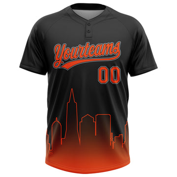 Custom Black Orange-Gray San Francisco City Edition Gradient Two-Button Unisex Softball Jersey