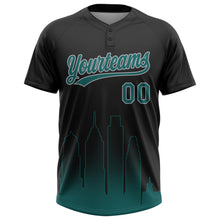 Charger l'image dans la galerie, Custom Black Midnight Green-Gray Philadelphia City Edition Gradient Two-Button Unisex Softball Jersey
