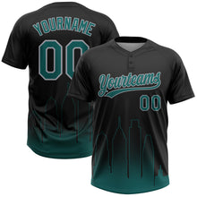 Charger l'image dans la galerie, Custom Black Midnight Green-Gray Philadelphia City Edition Gradient Two-Button Unisex Softball Jersey

