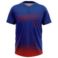 Загрузить изображение в средство просмотра галереи, Custom Royal Red Philadelphia City Edition Gradient Two-Button Unisex Softball Jersey
