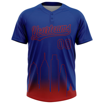 Custom Royal Red Philadelphia City Edition Gradient Two-Button Unisex Softball Jersey