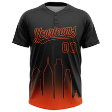 Load image into Gallery viewer, Custom Black Orange Philadelphia City Edition Gradient Two-Button Unisex Softball Jersey

