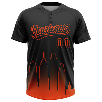 Custom Black Orange Philadelphia City Edition Gradient Two-Button Unisex Softball Jersey