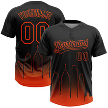 Load image into Gallery viewer, Custom Black Orange Philadelphia City Edition Gradient Two-Button Unisex Softball Jersey
