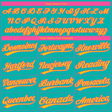 Load image into Gallery viewer, Custom Aqua Yellow-Pink San Diego City Edition Gradient Two-Button Unisex Softball Jersey
