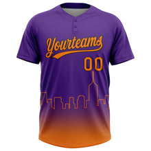 Charger l'image dans la galerie, Custom Purple Bay Orange-Black Phoenix City Edition Gradient Two-Button Unisex Softball Jersey
