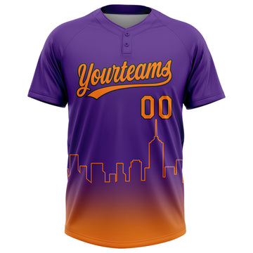 Custom Purple Bay Orange-Black Phoenix City Edition Gradient Two-Button Unisex Softball Jersey