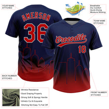 Charger l'image dans la galerie, Custom Navy Red-Gray Boston City Edition Gradient Two-Button Unisex Softball Jersey
