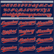 Charger l'image dans la galerie, Custom Navy Red-Gray Boston City Edition Gradient Two-Button Unisex Softball Jersey

