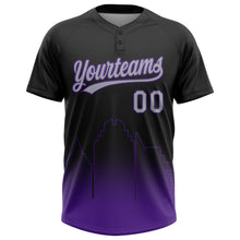 Charger l'image dans la galerie, Custom Black Gray-Purple Sacramento City Edition Gradient Two-Button Unisex Softball Jersey
