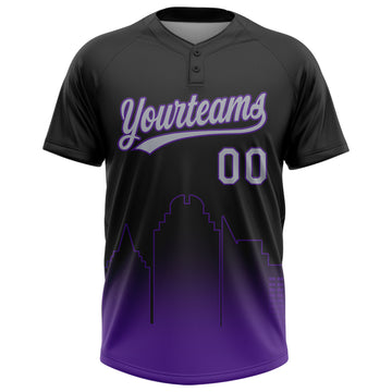 Custom Black Gray-Purple Sacramento City Edition Gradient Two-Button Unisex Softball Jersey