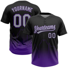 Charger l'image dans la galerie, Custom Black Gray-Purple Sacramento City Edition Gradient Two-Button Unisex Softball Jersey
