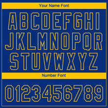 Load image into Gallery viewer, Custom Royal Yellow Los Angeles City Edition Gradient Two-Button Unisex Softball Jersey
