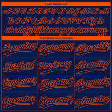 Load image into Gallery viewer, Custom Navy Orange Houston City Edition Gradient Two-Button Unisex Softball Jersey

