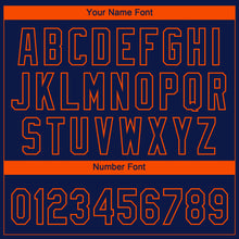 Load image into Gallery viewer, Custom Navy Orange Houston City Edition Gradient Two-Button Unisex Softball Jersey
