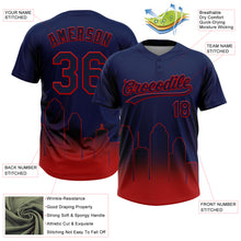 Laden Sie das Bild in den Galerie-Viewer, Custom Navy Red Houston City Edition Gradient Two-Button Unisex Softball Jersey
