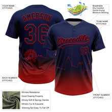 Load image into Gallery viewer, Custom Navy Red Atlanta City Edition Gradient Two-Button Unisex Softball Jersey
