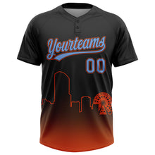 Load image into Gallery viewer, Custom Black Powder Blue-Orange Miami City Edition Gradient Two-Button Unisex Softball Jersey
