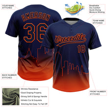 Load image into Gallery viewer, Custom Navy Orange Denver City Edition Gradient Two-Button Unisex Softball Jersey
