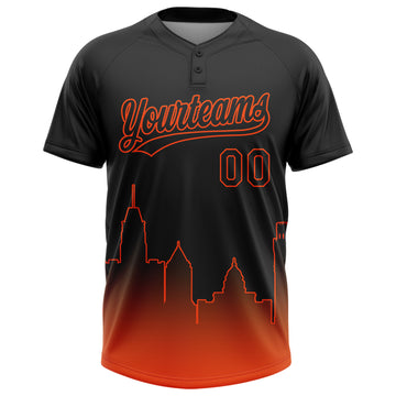Custom Black Orange Baltimore City Edition Gradient Two-Button Unisex Softball Jersey