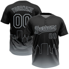Charger l'image dans la galerie, Custom Black Silver Oakland City Edition Gradient Two-Button Unisex Softball Jersey
