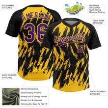 Charger l'image dans la galerie, Custom Black Purple-Yellow Splatter Torn Sharp Brush Stroke Two-Button Unisex Softball Jersey
