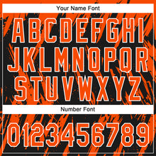 Charger l'image dans la galerie, Custom Black Orange-White Splatter Torn Sharp Brush Stroke Two-Button Unisex Softball Jersey
