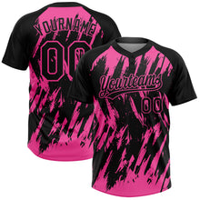 Charger l'image dans la galerie, Custom Black Pink Splatter Torn Sharp Brush Stroke Two-Button Unisex Softball Jersey
