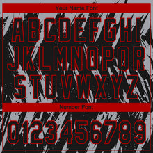 Load image into Gallery viewer, Custom Black Gray-Red Splatter Torn Sharp Brush Stroke Two-Button Unisex Softball Jersey
