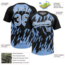 Laden Sie das Bild in den Galerie-Viewer, Custom Black Light Blue-White Splatter Torn Sharp Brush Stroke Two-Button Unisex Softball Jersey

