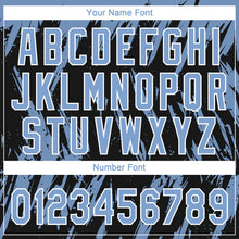 Laden Sie das Bild in den Galerie-Viewer, Custom Black Light Blue-White Splatter Torn Sharp Brush Stroke Two-Button Unisex Softball Jersey
