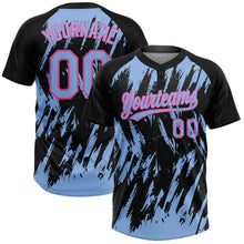 Charger l'image dans la galerie, Custom Black Light Blue-Pink Splatter Torn Sharp Brush Stroke Two-Button Unisex Softball Jersey
