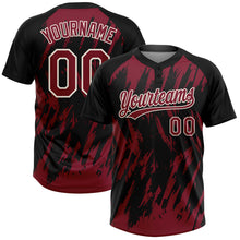 Laden Sie das Bild in den Galerie-Viewer, Custom Black Crimson-Cream Splatter Torn Sharp Brush Stroke Two-Button Unisex Softball Jersey
