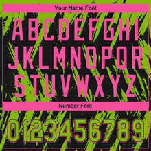 Laden Sie das Bild in den Galerie-Viewer, Custom Black Neon Green-Pink Splatter Torn Sharp Brush Stroke Two-Button Unisex Softball Jersey
