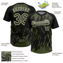 Charger l'image dans la galerie, Custom Black Olive-Cream Splatter Torn Sharp Brush Stroke Two-Button Unisex Softball Jersey
