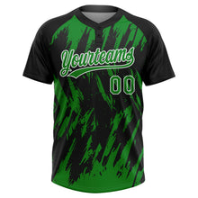 Charger l'image dans la galerie, Custom Black Grass Green-White Splatter Torn Sharp Brush Stroke Two-Button Unisex Softball Jersey
