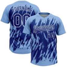 Charger l'image dans la galerie, Custom Light Blue Royal-White Splatter Torn Sharp Brush Stroke Two-Button Unisex Softball Jersey
