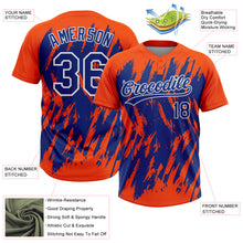 Charger l'image dans la galerie, Custom Orange Royal-White Splatter Torn Sharp Brush Stroke Two-Button Unisex Softball Jersey
