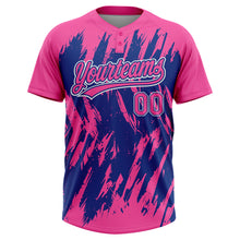 Charger l'image dans la galerie, Custom Pink Royal-White Splatter Torn Sharp Brush Stroke Two-Button Unisex Softball Jersey
