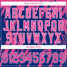 Charger l'image dans la galerie, Custom Pink Royal-White Splatter Torn Sharp Brush Stroke Two-Button Unisex Softball Jersey
