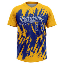 Charger l'image dans la galerie, Custom Gold Royal-White Splatter Torn Sharp Brush Stroke Two-Button Unisex Softball Jersey
