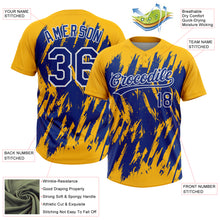 Charger l'image dans la galerie, Custom Gold Royal-White Splatter Torn Sharp Brush Stroke Two-Button Unisex Softball Jersey
