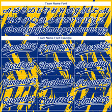 Charger l'image dans la galerie, Custom Gold Royal-White Splatter Torn Sharp Brush Stroke Two-Button Unisex Softball Jersey
