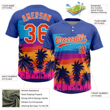 Load image into Gallery viewer, Custom Royal Orange-White Tropical Hawaii Palm Trees Two-Button Unisex Softball Jersey

