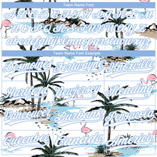 Charger l'image dans la galerie, Custom White Light Blue Tropical Hawaii Palm Trees And Flamingo Two-Button Unisex Softball Jersey
